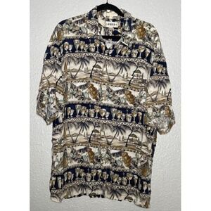 Campria Moda Hawaiian‎ Shirt Men's XXL Multicolor Beach Vacation Resort